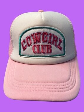 NWT Cowgirl Club Pink and White Foam Mesh SnapBack Trucker Hat